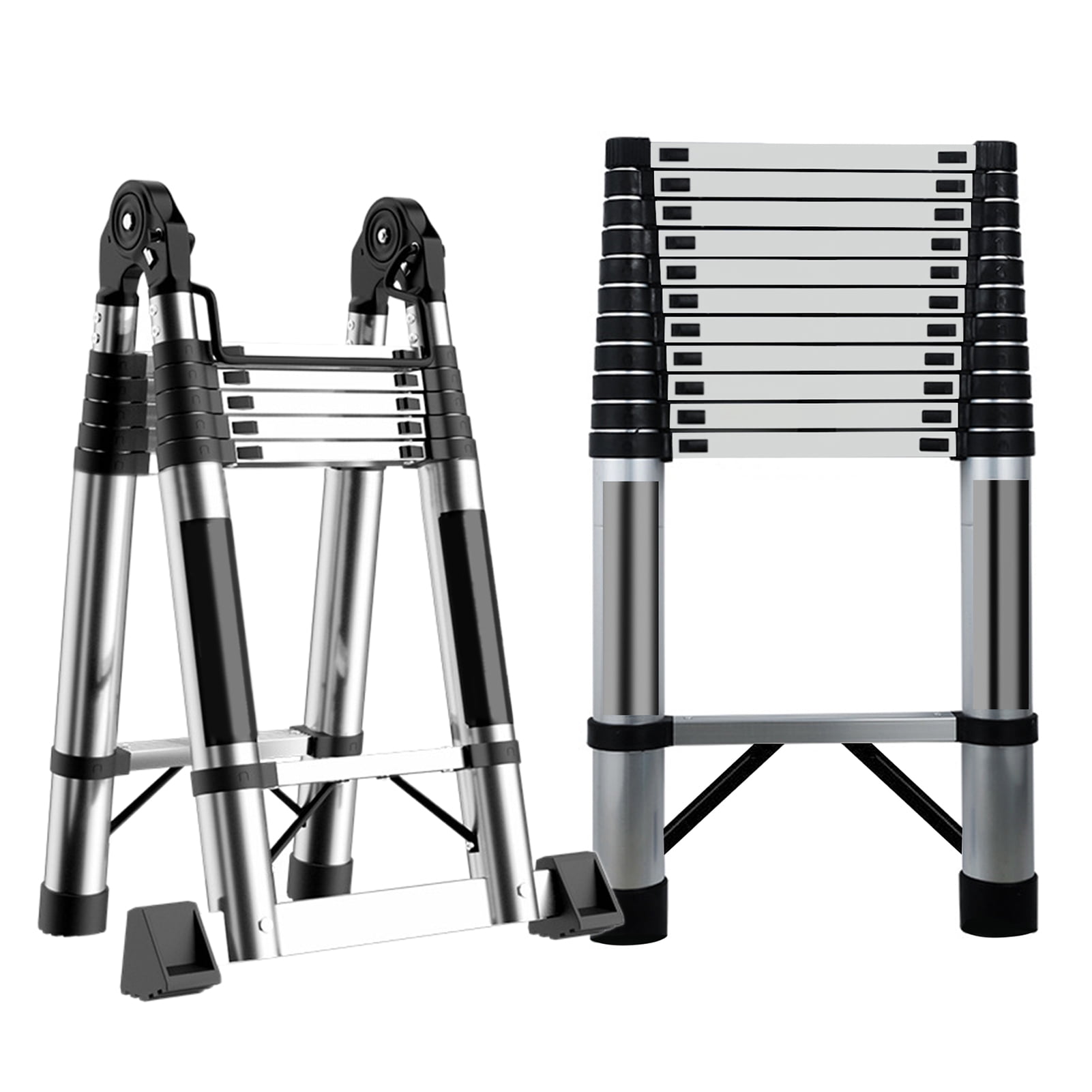 Rlietter Telescoping Extension Ladder, Stainless Steel Folding