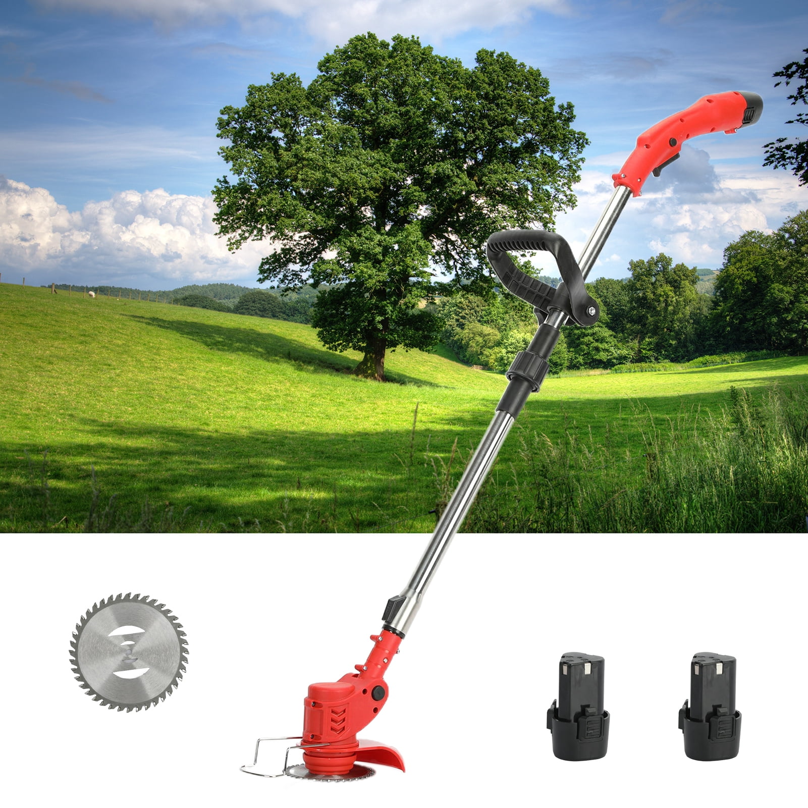 Rlietter Weed Trimmer,12V 2000mAh 2 Batteries 1 Charger Telescopic Rod ...