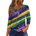 Rlmidhb 2025 Mardi Gras T Shirts for Women Basic Glitter Print Purple