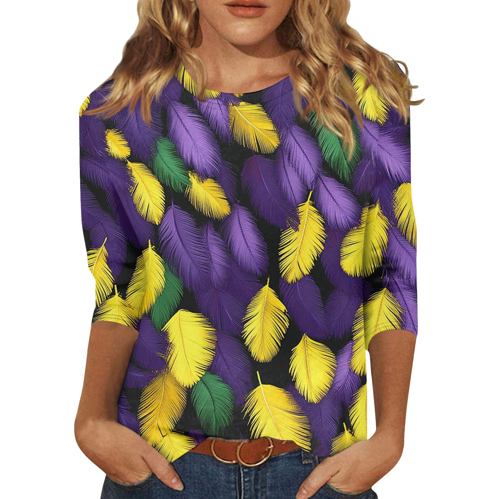 Rlmidhb 2025 Mardi Gras T Shirts for Women Mardi Gras Mask Cotton