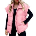 Rlmidhb 2025 Winter Puffer Vest for Women Basic Pink Solid Color