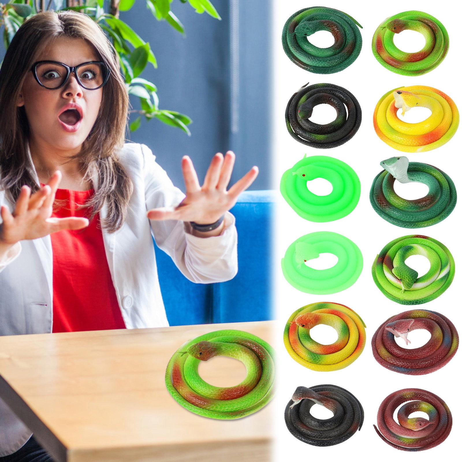 Rlmidhb 70CM Fake Rubber Snake Garden Prank Prop Rubber Snakes To