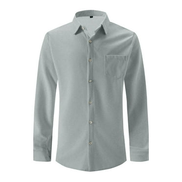 Rlmidhb Button Down Fall Button Down Shirts for Men Gray 2025 Long Long Sleeve Loose Solid Color Dress Shirts Waffle Collared Casual Work Blouses