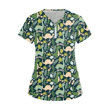 Rlmidhb Green Scrub Tops for Women Nurse Uniform Zip up Half Zip Up Nurse Scrubs