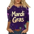 Rlmidhb Mardi Gras 2025 3/4 Sleeve Shirts for Women Carnival Yellow