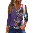 Rlmidhb Mardi Gras 2025 T Shirts for Women Glitter Print Cotton Button