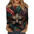 Rlmidhb Mardi Gras 2025 T Shirts for Women Brown Mardi Gras Mask