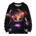 Rlmidhb Mardi Gras Mask Pullover Tops Women Carnival Mardi Gras Glitter