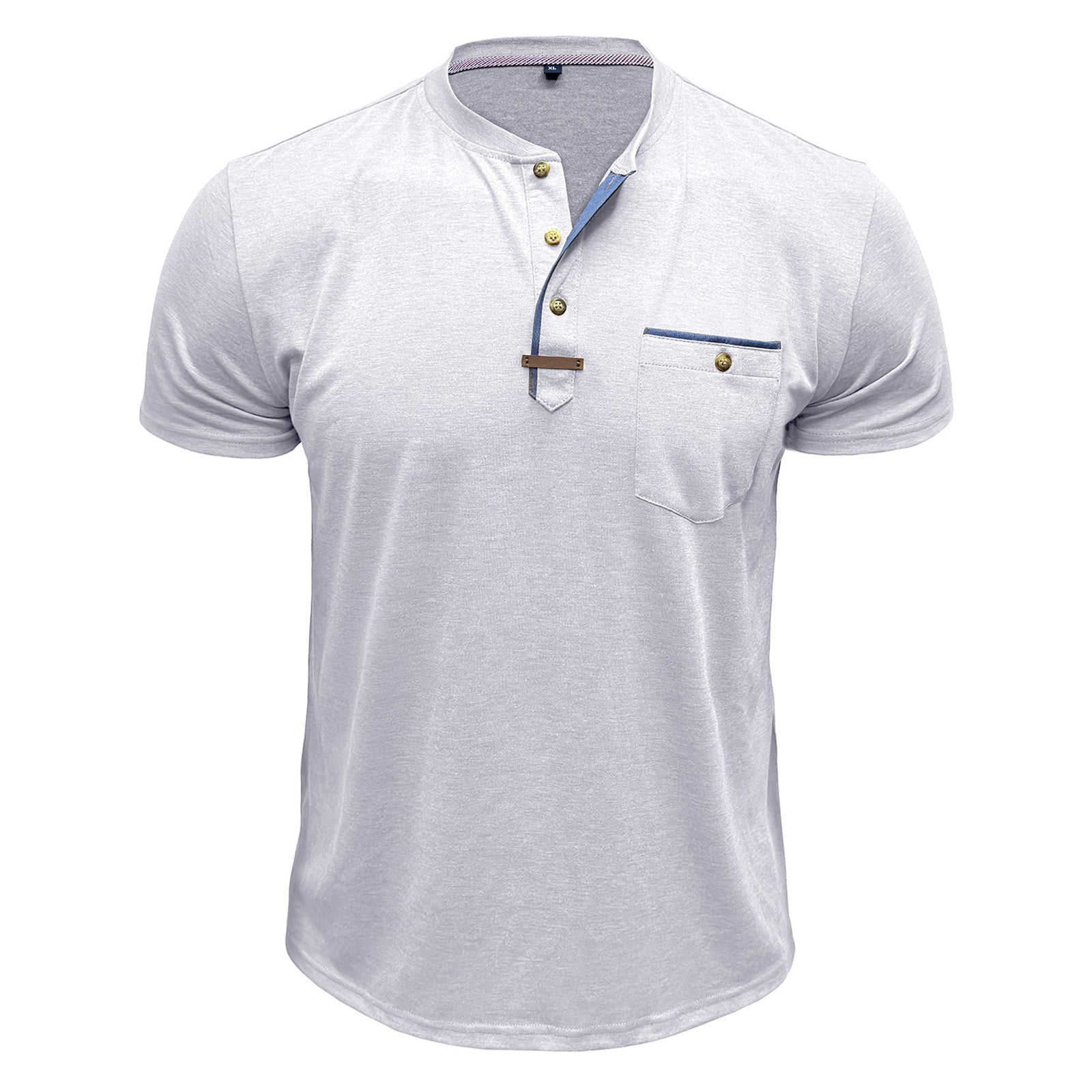 Rlmidhb Mens White Tops Trendy Short Sleeve Henley Shirts Henley ...