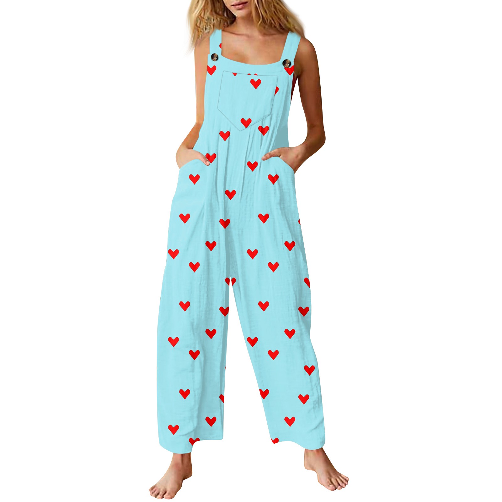 Rlmidhb Overalls Valentine's Day Women Love Heart Cotton 2025 Cotton