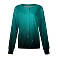 thumbnail image 1 of Rlmidhb Plus Size Scrub Jackets for Women Blue Long Long Sleeve Gradient Button Down Nurse Uniform Stretch Polyester Band Collar Lightweight Cotton Nurse Scrubs, 1 of 5