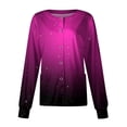 thumbnail image 1 of Rlmidhb Plus Size Scrub Jackets for Women Pink Long Long Sleeve Gradient Button Down Nurse Uniform Stretch Polyester Band Collar Lightweight Cotton Nurse Scrubs, 1 of 5