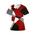 thumbnail image 1 of Rlmidhb Red Scrub Tops for Women Plus Size Short Sleeve Color Block Nurse Uniform Lightweight Cotton Stretch Polyester Vintage V Neck Nurse Scrubs with Pockets, 1 of 4