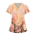 thumbnail image 1 of Rlmidhb Scrub Tops for Women Beige Floral Print Nurse Uniform Half Zip Up Zip up Nurse Scrubs, 1 of 4