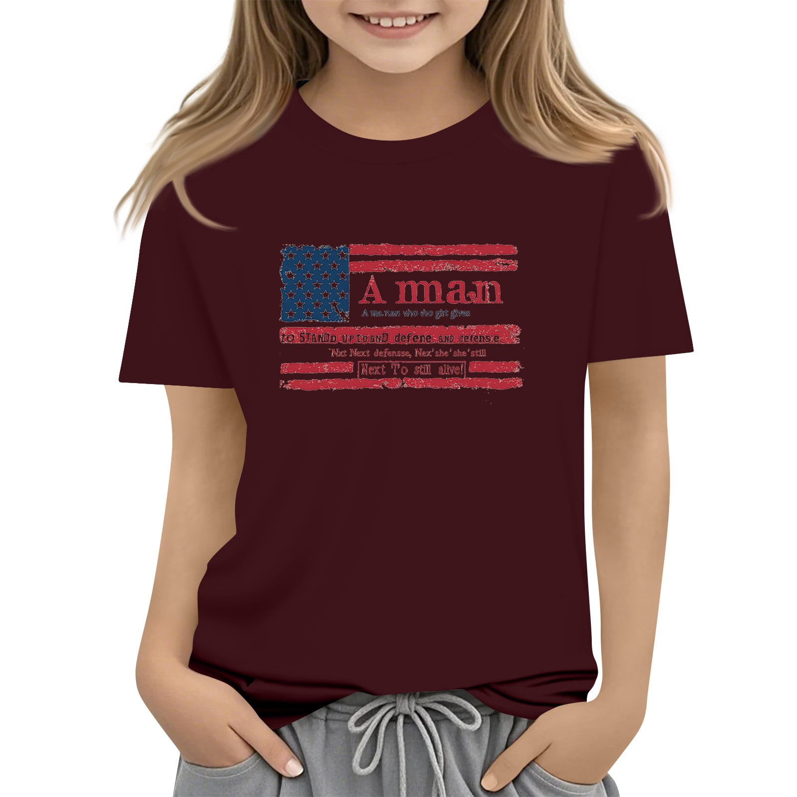 Rlmidhb Short Sleeve T Shirts For Little Girl American Flag Star Red rlmidhb-short-sleeve-t-shirts-for-little-girl-american-flag-star-red