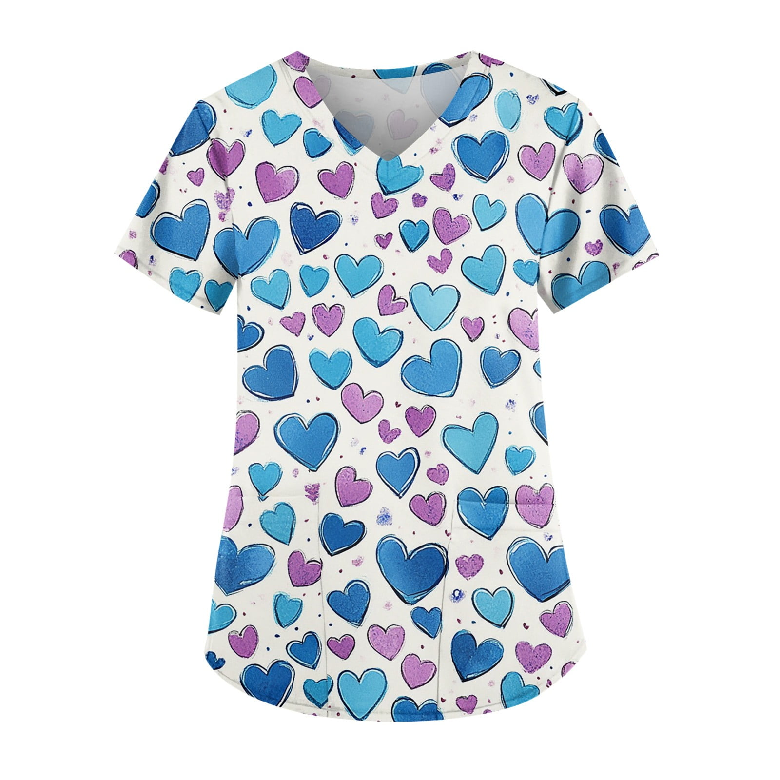 Rlmidhb Valentine's Day 2025 Scrub Tops for Women Basic Love Heart