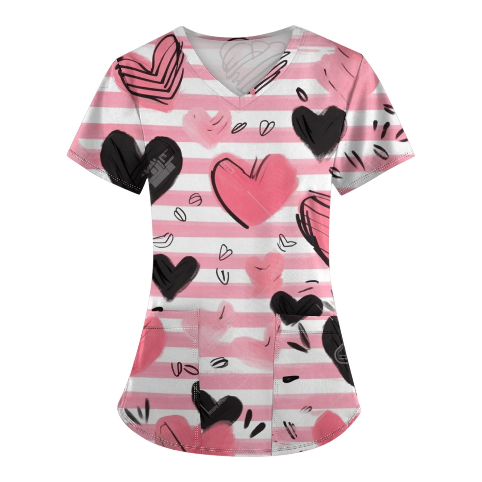 Rlmidhb Valentine's Day 2025 Scrub Tops for Women Cotton Linen Love