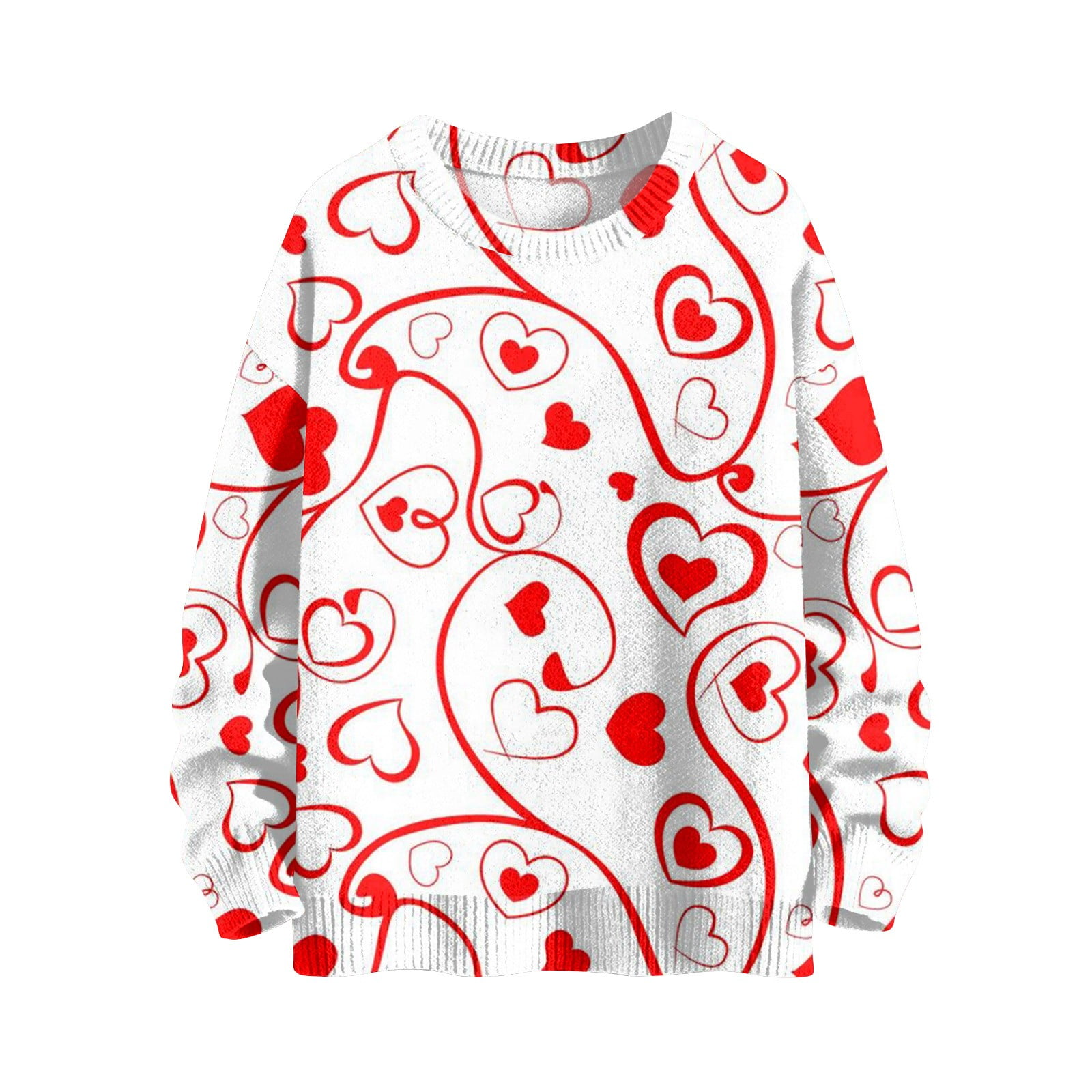 Rlmidhb Valentine's Day Pullover Tops Love Heart Women Fall Knit Red
