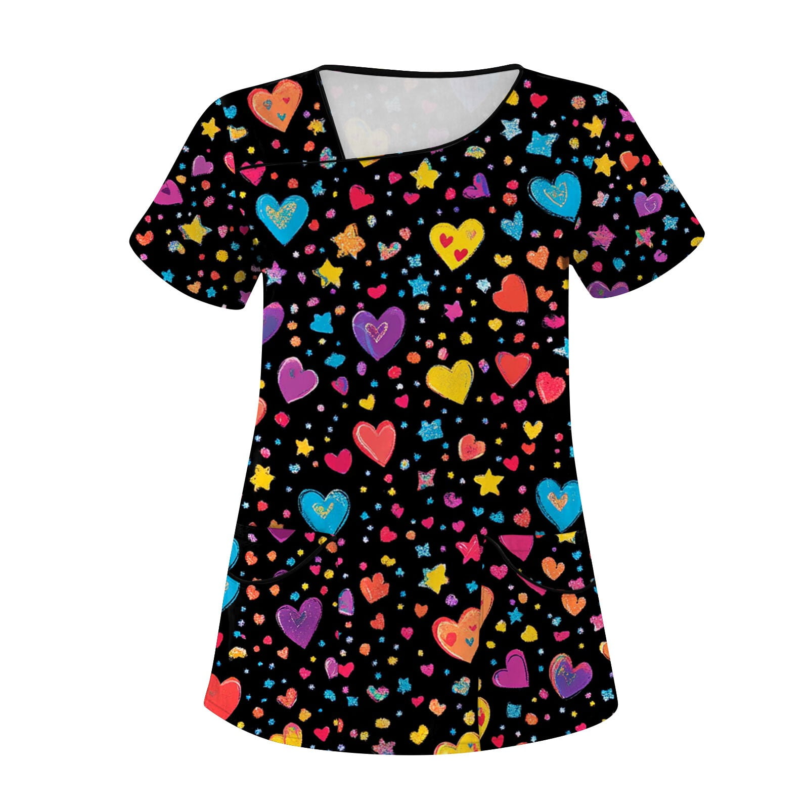 Rlmidhb Women Nurse Uniform Valentine's Day Love Heart 2025 Scrub Tops