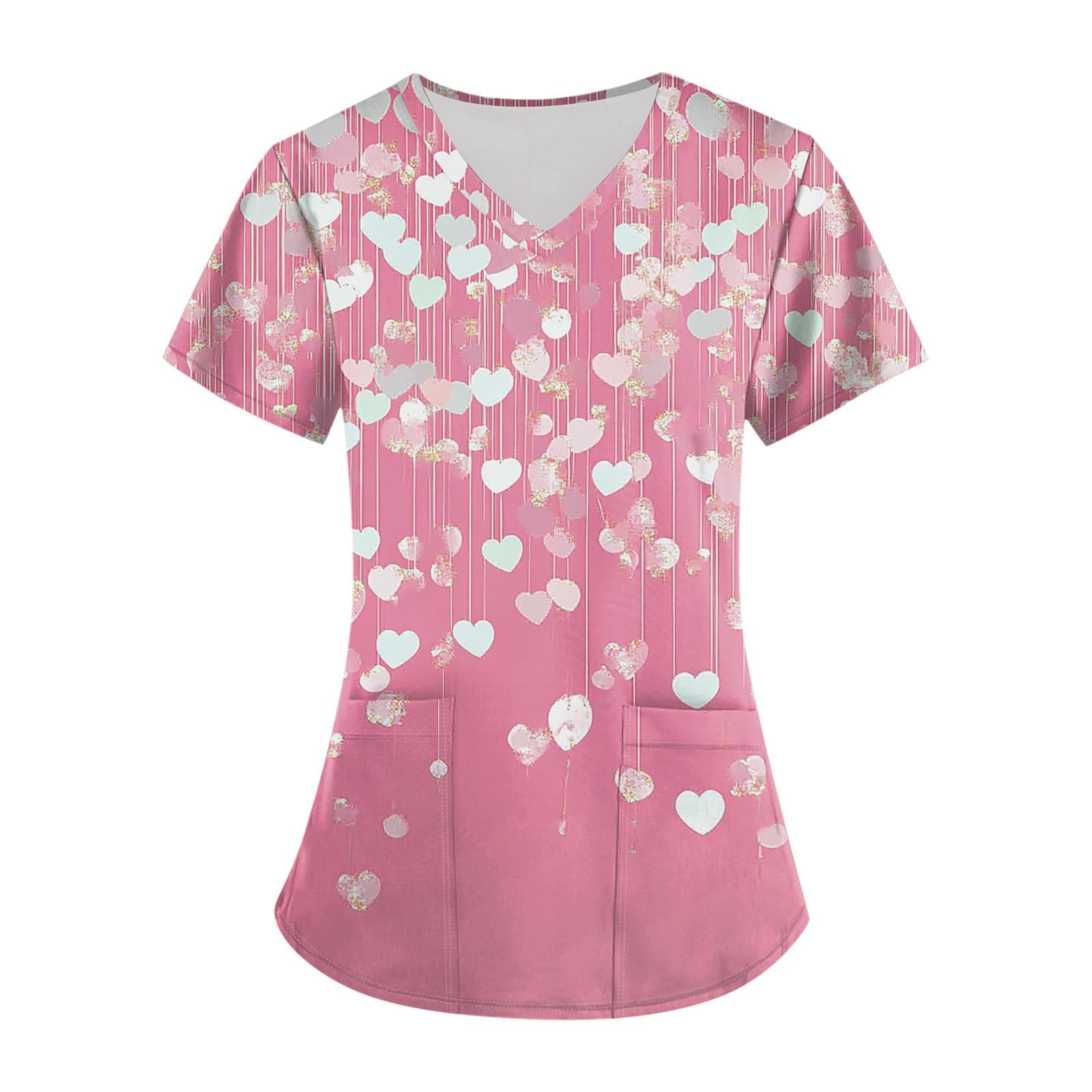 Rlmidhb Women Nurse Uniform Valentine's Day Love Heart 2025 Scrub Tops