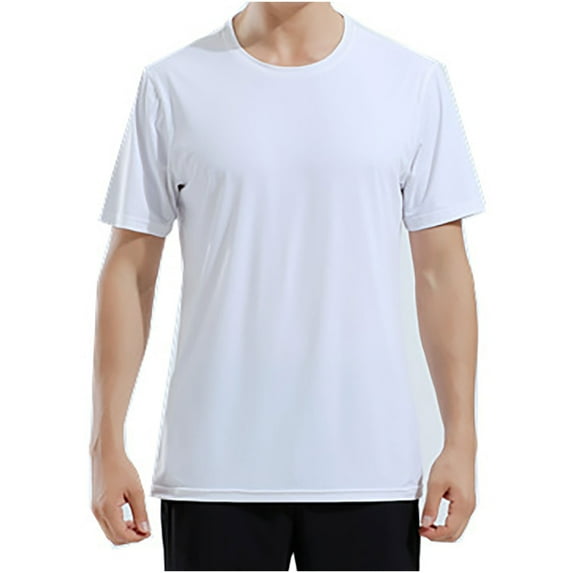 Rloper-Lop Breathable Sports Shirts for Men Crewneck Short Sleeve Tees Casual Solid Color Shirts Quick Dry Workout Tops