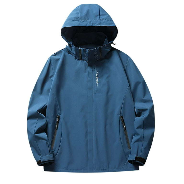 Rloper Lop Classic Jacket for Mens Regular Fit Windbreaker Coats Trendy Solid Color Vintage Tops Casual Running Workout Hooded Clothes Blue 5XL Walmart