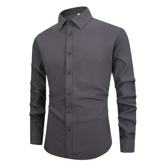 Rloper-Lop Dress Shirts Solid Color for Men Wrinkle Free Long Sleeve Tops Business Casual Button Down Fit Blouse Shirts