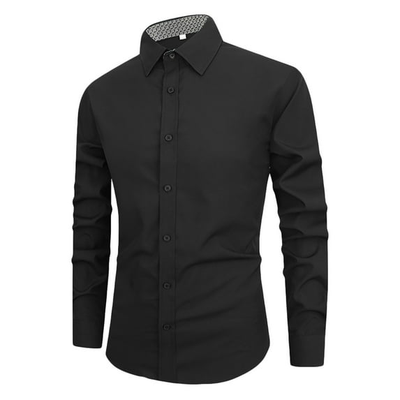 Rloper-Lop Dress Shirts Solid Color for Men Wrinkle Free Long Sleeve Tops Business Casual Button Down Fit Blouse Shirts