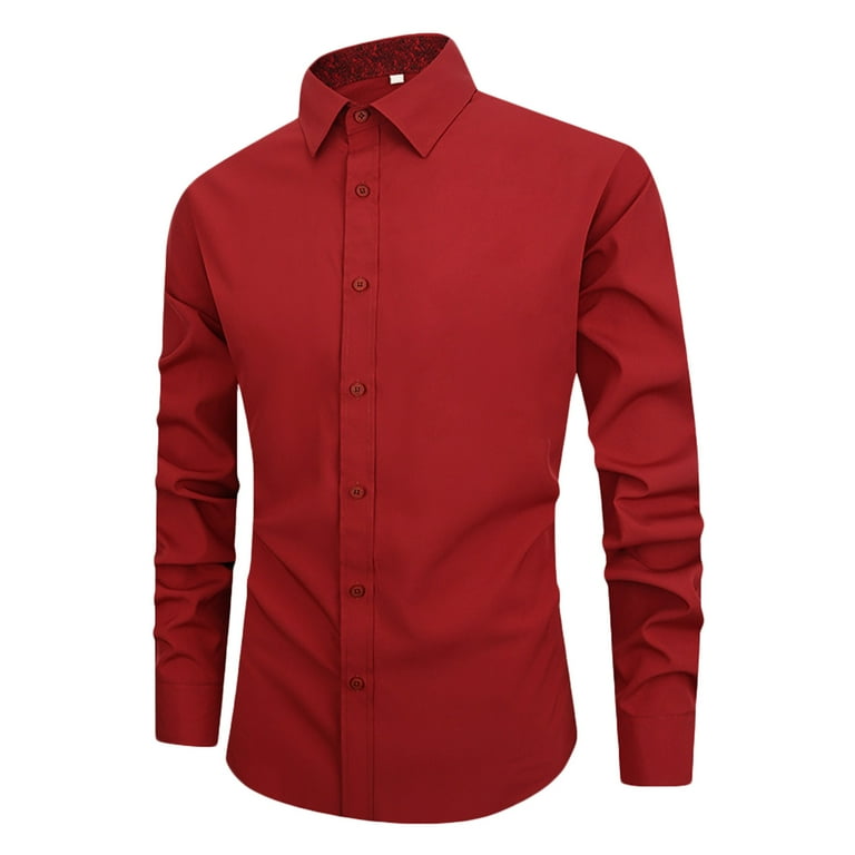 Rloper Lop Dress Shirts Solid Color for Men Wrinkle Free Long Sleeve Tops Business Casual Button Down Fit Blouse Shirts Walmart