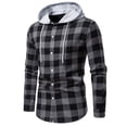thumbnail image 1 of Rloper-Lop Flannel Plaid Hooded Shirts for Men Long Sleeve Button Down Hoodies Regular Fit Lightweight Coats Mens Fashion Drastring Sports Jackets, 1 of 9