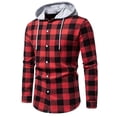 thumbnail image 1 of Rloper-Lop Flannel Plaid Hooded Shirts for Men Long Sleeve Button Down Hoodies Regular Fit Lightweight Coats Mens Fashion Drastring Sports Jackets, 1 of 9