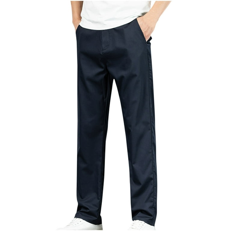 Rloper Lop Golf Pants for Men Stretch Slim Fit Lightweight Waterproof Dress Pants Casual Hiking Work Flat Front Trousers with Pockets Blue 3XL