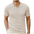 thumbnail image 1 of Rloper-Lop Knit Texture T Shirts for Men Lapel Short Sleeve Tops Button Down Fitting Tees Casual Solid Color Tops Summer Workout Shirts, 1 of 6