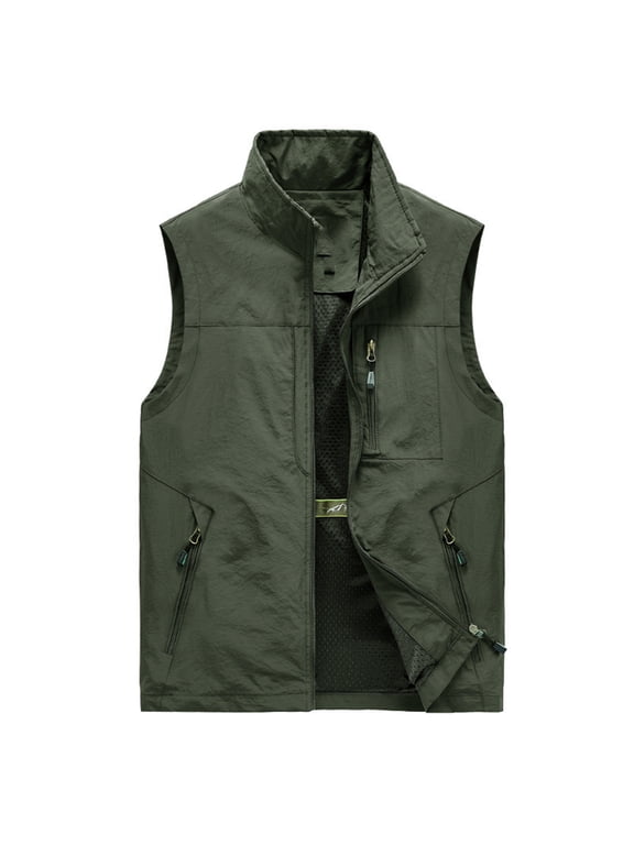 Lightweight Safari Vests for Men Travel Outdoor Work Sleeveless Jackets Cargo Shooting Clothing with Pockets