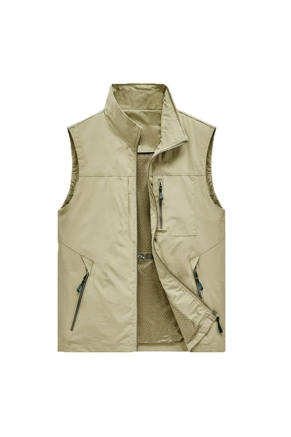 Lightweight Safari Vests for Men Travel Outdoor Work Sleeveless Jackets Cargo Shooting Clothing with Pockets
