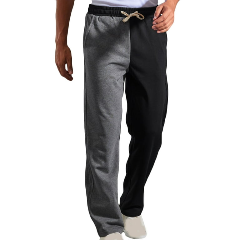 Rloper Lop Men Athletic Pants Elastic Waist Drawstring Sweatpants Lightweight Straight Leg Pants Fashion Solid Color Trousers with Pocket XXL