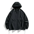 thumbnail image 1 of Rloper-Lop Men Oversized Streetwear Jackets Male Long Sleve Full Zip Drawstring Tops Outdoor Hooded Windbreaker Outerwear Coats with Pockets, 1 of 6