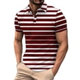 thumbnail image 1 of Rloper-Lop Men Striped Polo Shirts Short Sleeve Lapel Tee Tops Casual Button Down Tops Golf Outwork Fit Tee Tops Muscle Bodybuilding Shirts, 1 of 4