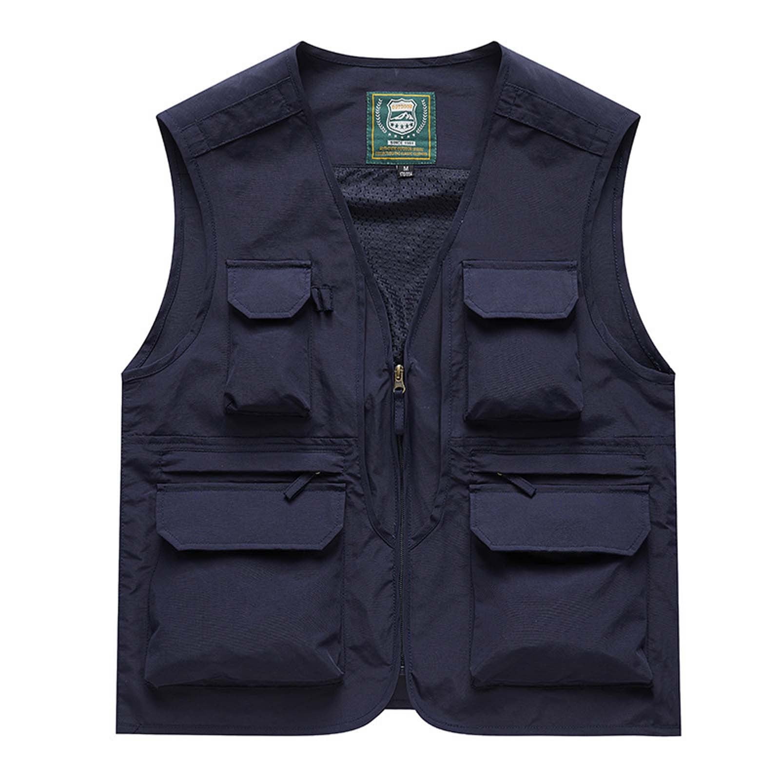 Rloper-Lop Men Summer Outdoors Work Vests Running Waistcoats Outerwears Photography Journalist Cargo Vest Jackets with Multi Pockets