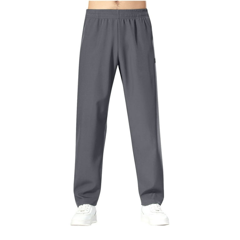 Rloper Lop Men Sweatpants Casual Athletic Elastic Waist Pants Open Bottom Trousers Straight Leg Jersey Pants Solid Color Trousers with Pockets Gray XXL Walmart