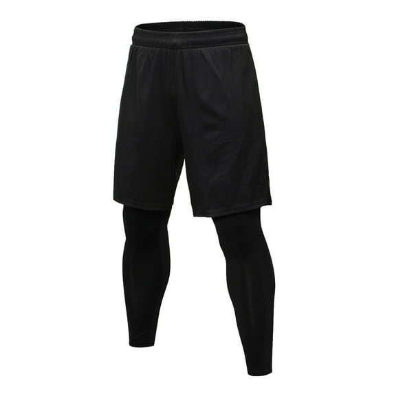 Rloper-Lop Men's 2 in 1 Running Pants Gym Workout Compression Pants for Men Training Athletic Pants Slim Fit Bodybuilding Trousers XL