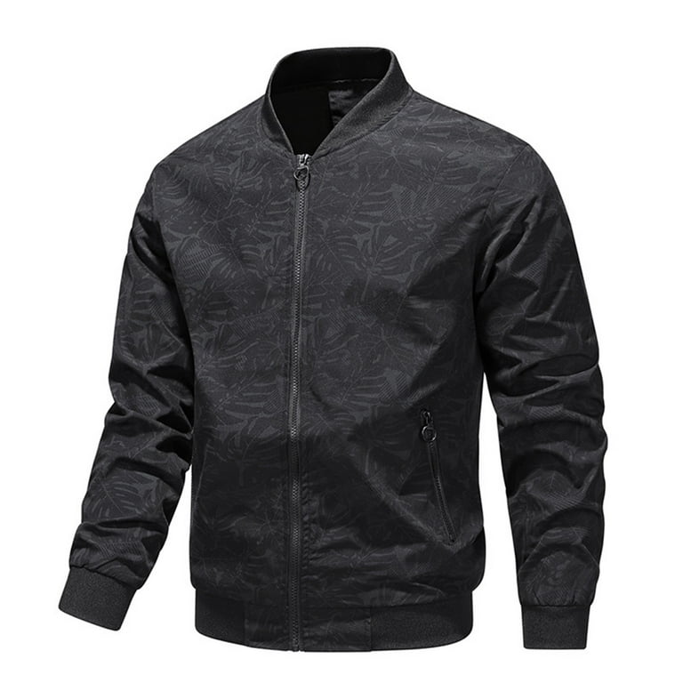 Rloper Lop Men s Bomber Jackets Lightweight Casual Softshell Coats Full Zipper Sportwear Windbreaker Flight Jackets Solid Color Tops 4XL Walmart