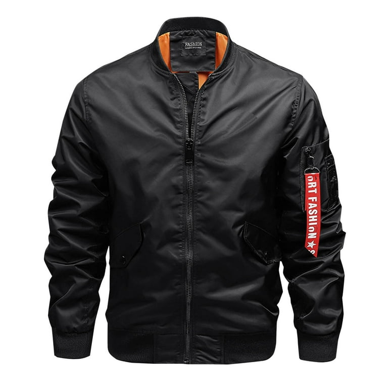 Rloper Lop Men s Bomber Jackets Stylish Long Sleeve Tops Lightweight Windbreaker Spring Fall Casual Jackets Fashion Solid Color Coats for Men XXL
