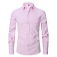 thumbnail image 1 of Rloper-Lop Men's Business Shirts Casual Long Sleeve Stretch Dress Clothing Tops Regular Fit Button Down Lightweight Solid Color Tee Shirts Pink M, 1 of 2