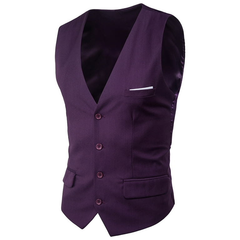 Rloper Lop Men s Business Suit Vests Formal Slim Fit Solid Color Waistcoats V Neck Tuxedo Vests with Pockets for Prom Wedding Party