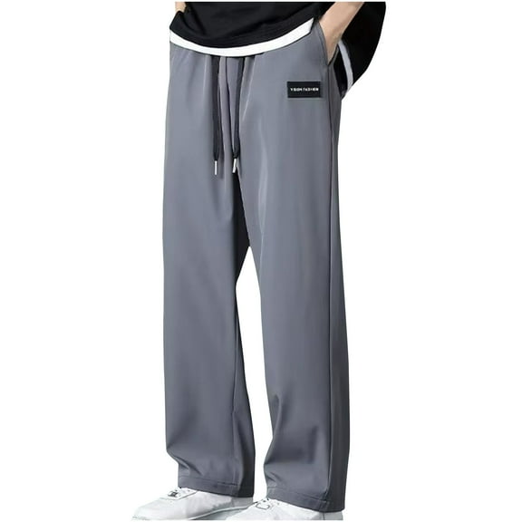 Rloper-Lop Men's Casual Sweatpants Loose Fit Baggy Straight Leg Sweat Pants for Men Open Bottom Lounge Yoga Pants Trousers with Pockets Dark Gray 3XL