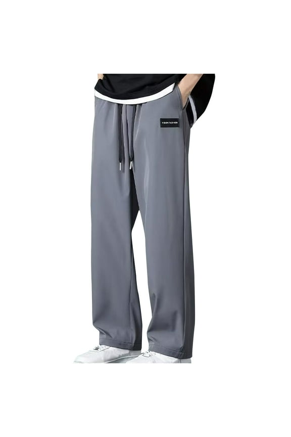 Men's Casual Sweatpants Loose Fit Baggy Straight Leg Sweat Pants for Men Open Bottom Lounge Yoga Pants Trousers with Pockets Dark Gray 4XL