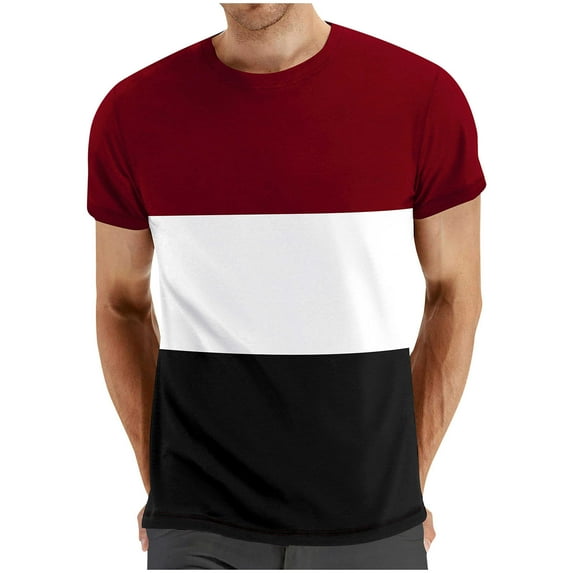 Rloper-Lop Men's Color Block Crewneck T Shirts Casual Short Sleeve Workout Tee Tops Summer Relaxed Fit Blouses Fashion Going Out Outfits