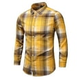 thumbnail image 1 of Rloper-Lop Men's Flannel Shirts Cotton Long Sleeve Plaid Shackets Casual Button Up Outerwear Fall Winter Warm Lapel Tops Slim Fit Shirts Yellow XXL, 1 of 8