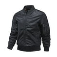 thumbnail image 1 of Rloper-Lop Men's Flight Bomber Jacket Windproof Mock Neck Full Zip Jacket Loose Fit Long Sleeve Outerwear Casual Solid Color Top 5XL, 1 of 5